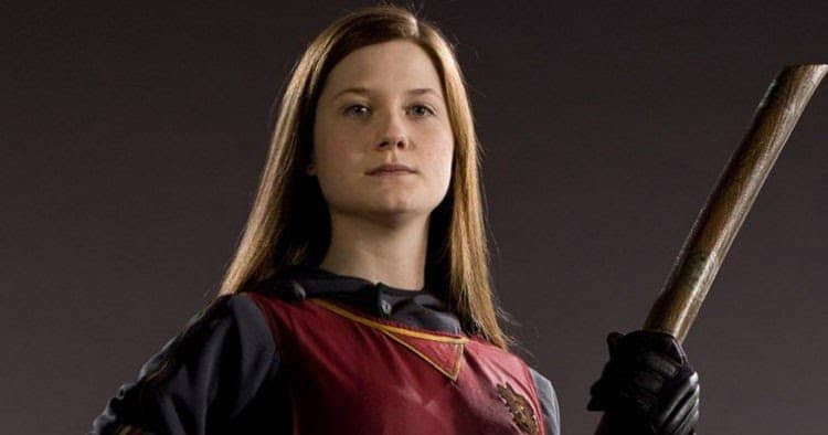 Ginny Weasley with a broomstick